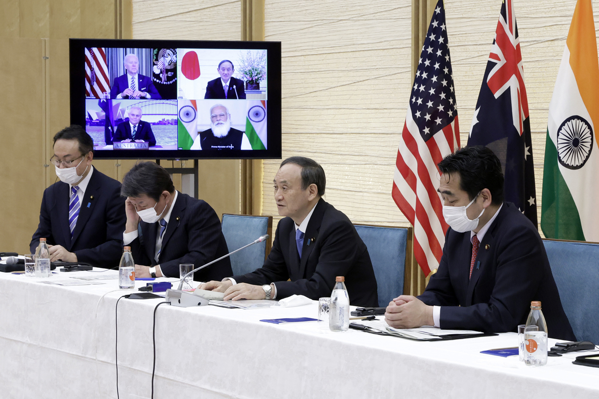 El primer ministro japons, Yoshihide Suga, en la videoconferencia de ayer.