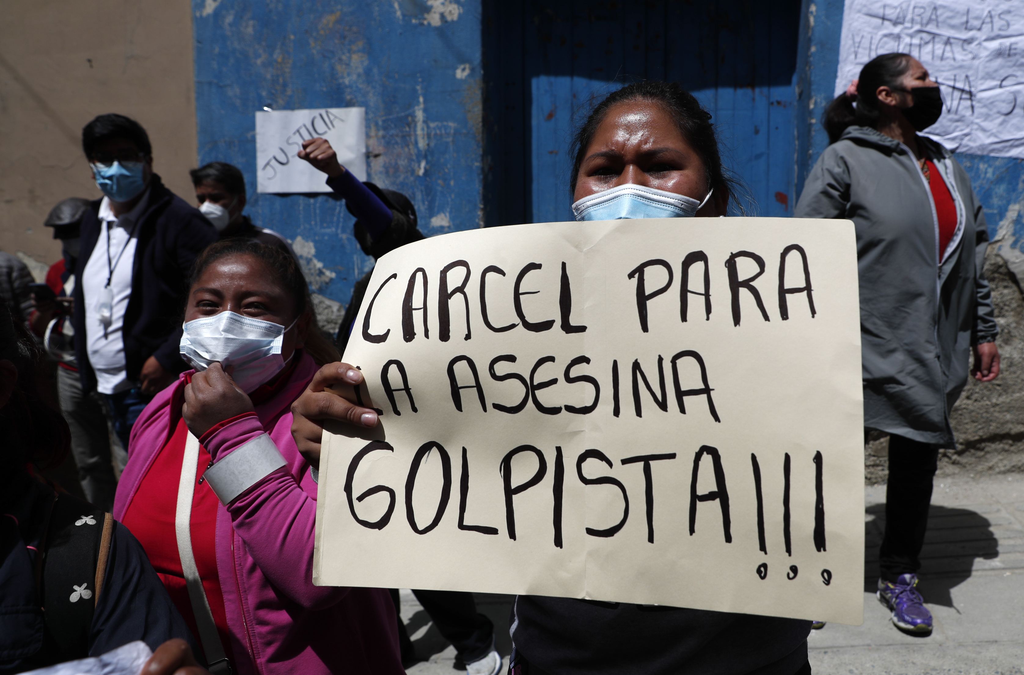 Manifestacin hoy contra ez a las afueras de la crcel, en La Paz.