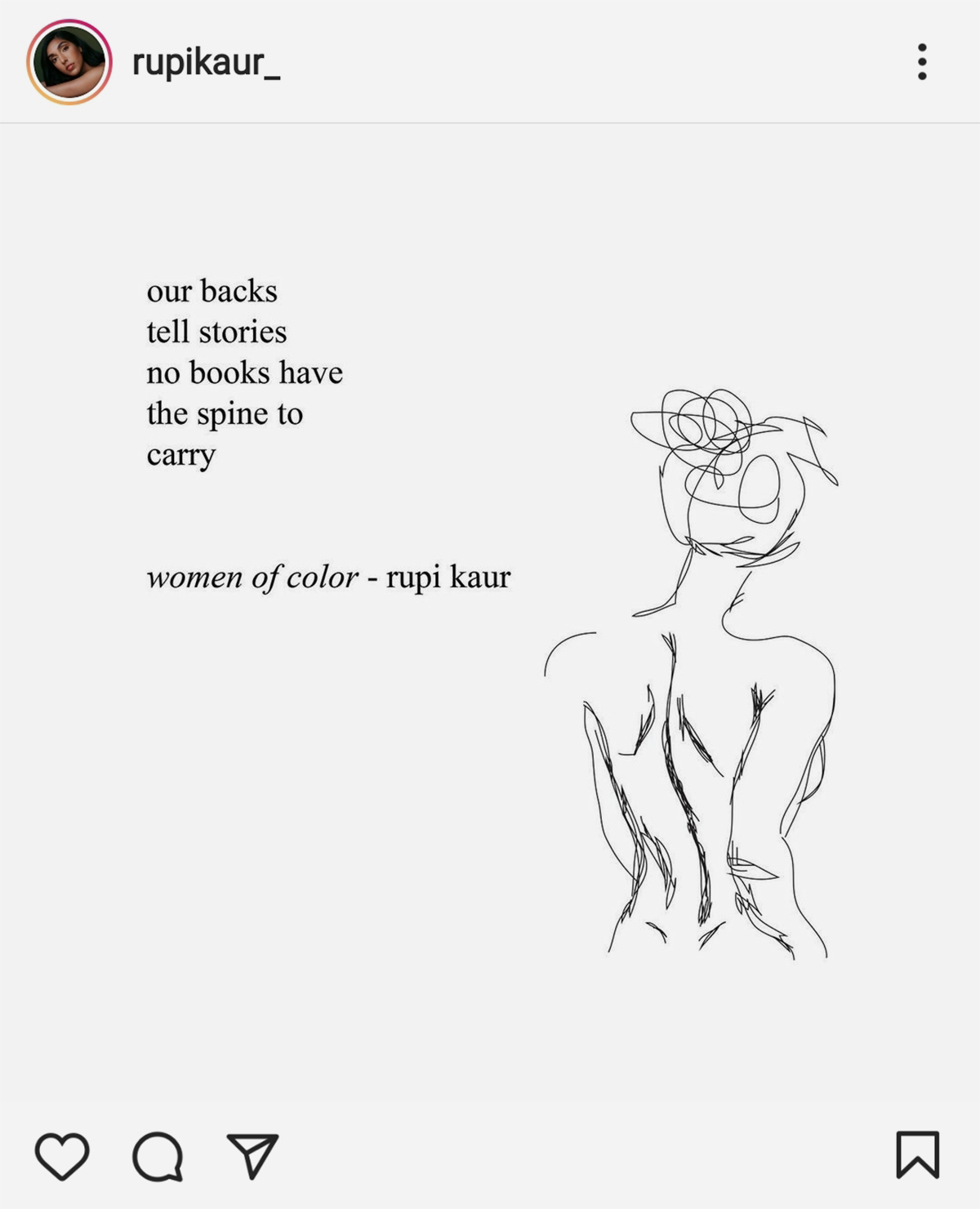 Uno de los poemas que Rumi Kaur comparte en su Instagram.