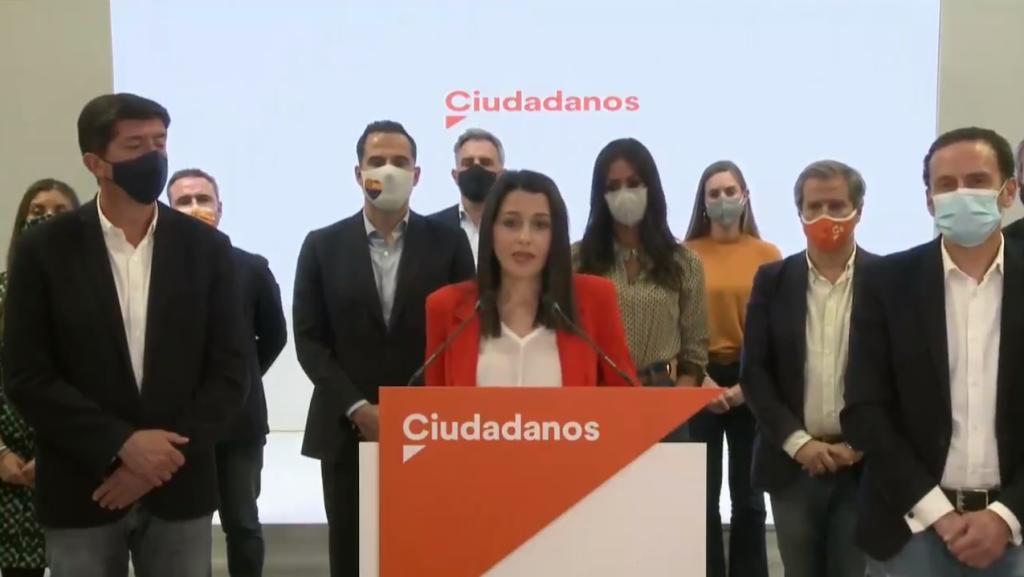 Ejecutiva de Ciudadanos despus de presentar la mocin de censura en Murcia.