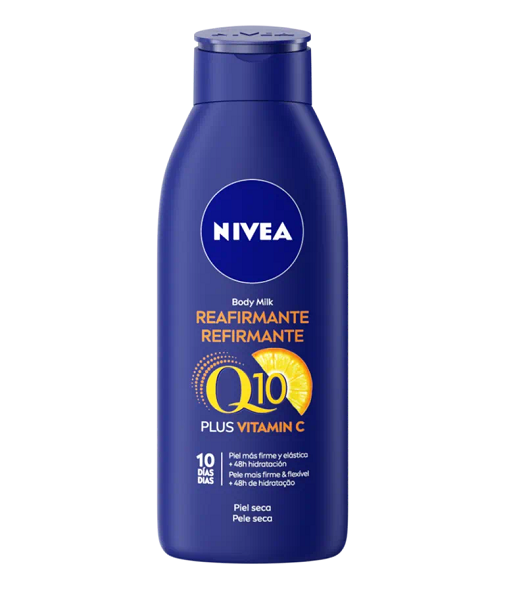Cremas reafirmantes corporales:  Q10 Plus Vitamin C Body Milk Reafirmante de Nivea.