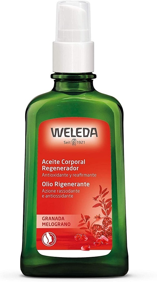 Cremas reafirmantes corporales: Aceite regenerador y reafirmante de Weleda.