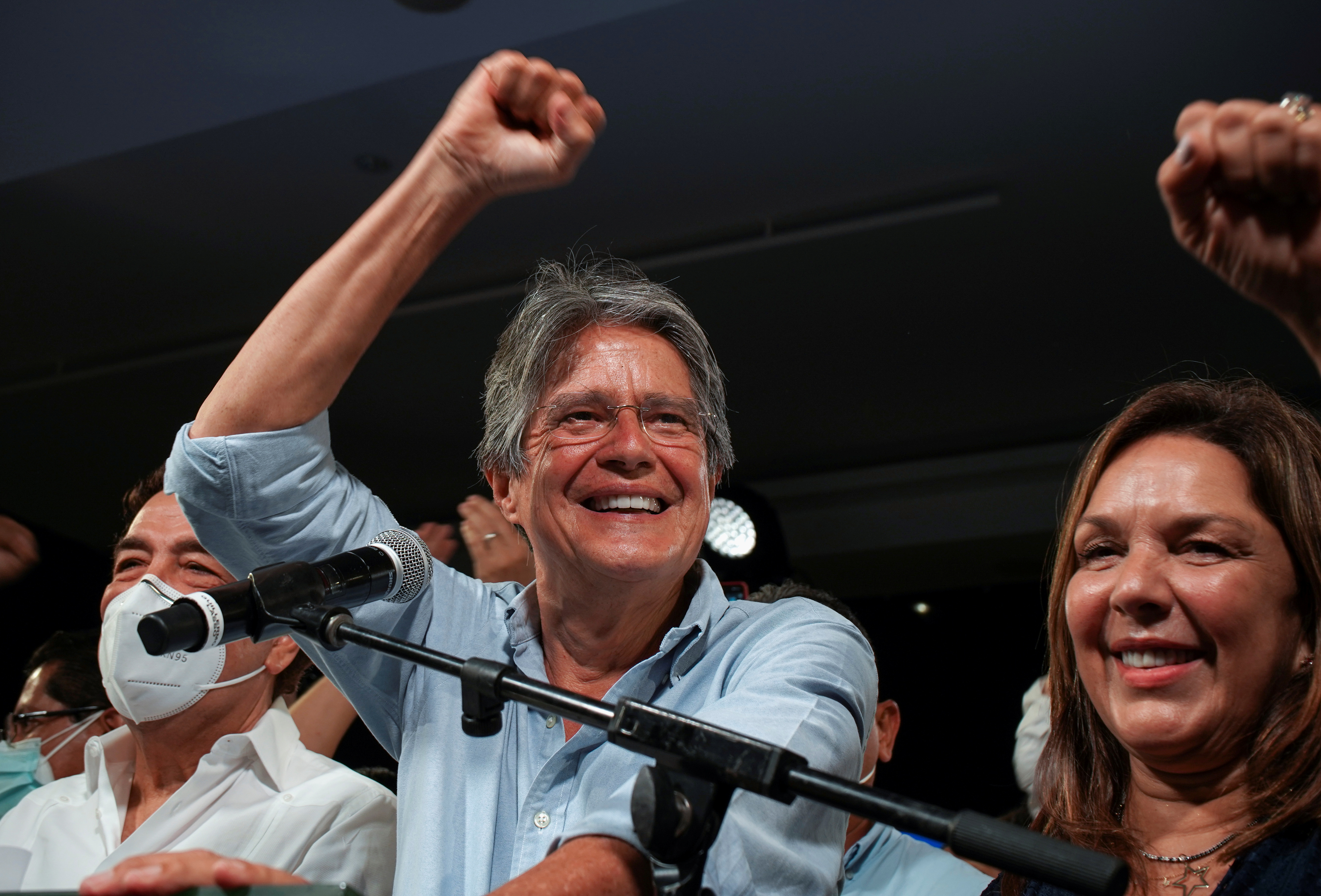 En el centro, el presidente electo de Ecuador, Guillermo Lasso.