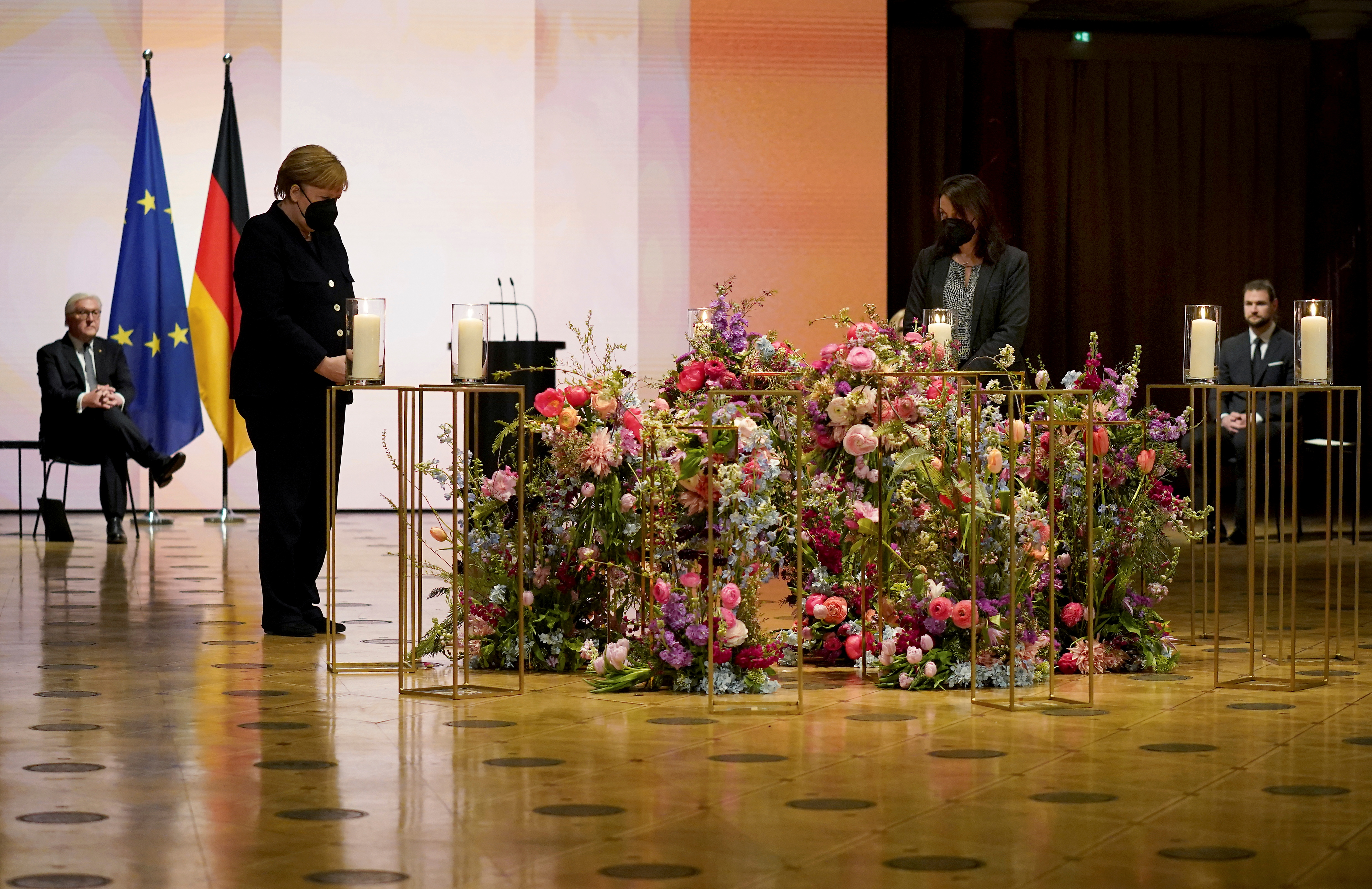 Angela Merkel en el homenaje a las vctimas, hoy en Berln.