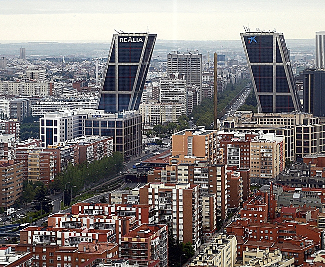 Vista area de una zona residencial de Madrid.