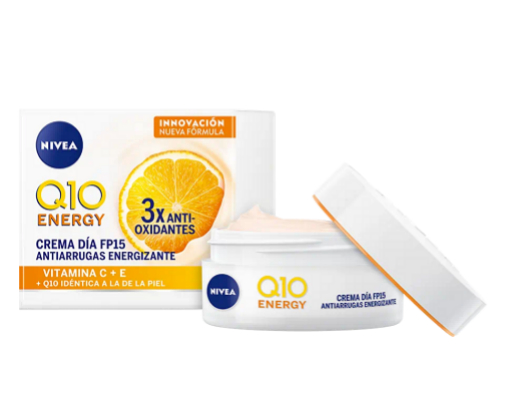 Cremas antiage contra las arrugas y la flacidez para regalar por el Da de la Madre: Crema de da antiarrugas Q10 Energy de Nivea.