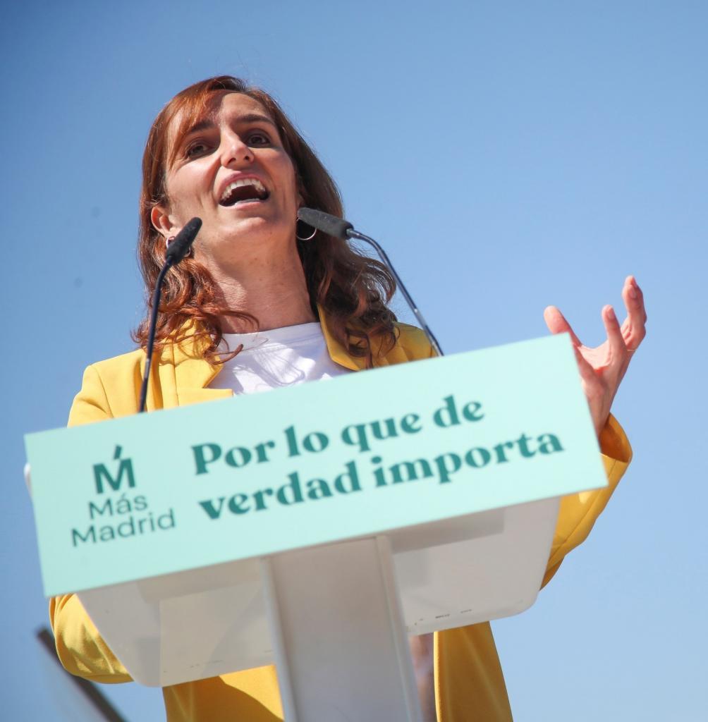 Mnica Garca, candidata de Ms Madrid, durante un acto.