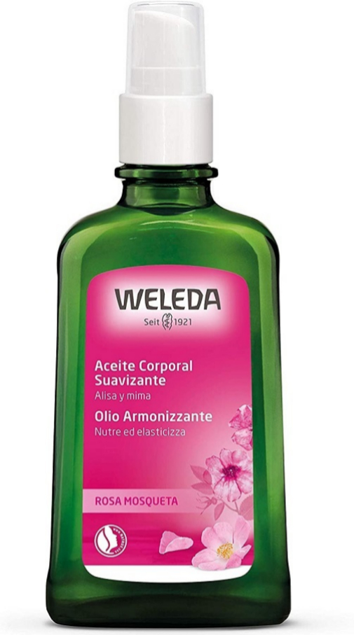 Productos relajantes para darte un buen bao: Aceite de rosa mosqueta de Weleda.