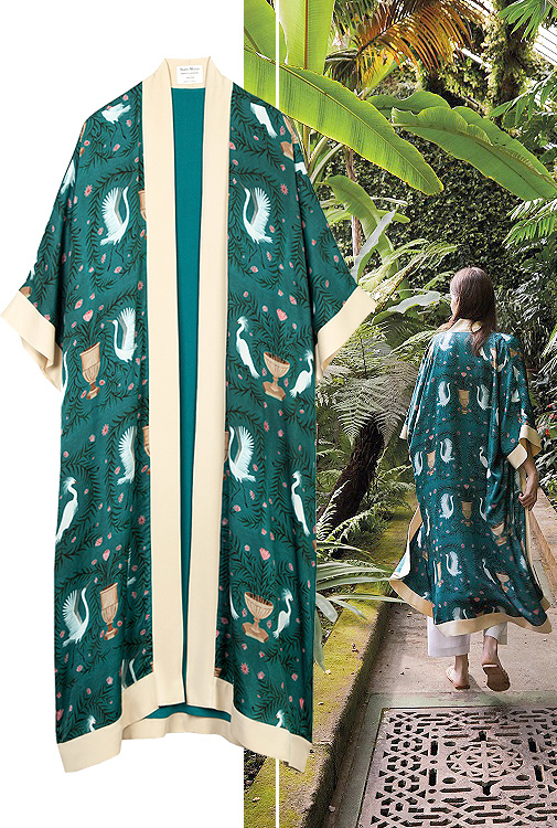 Kimono largo garzas (149 ), de la coleccin Nuevo Mundo, de Brianda Fitz  James Stuart X Trucco.