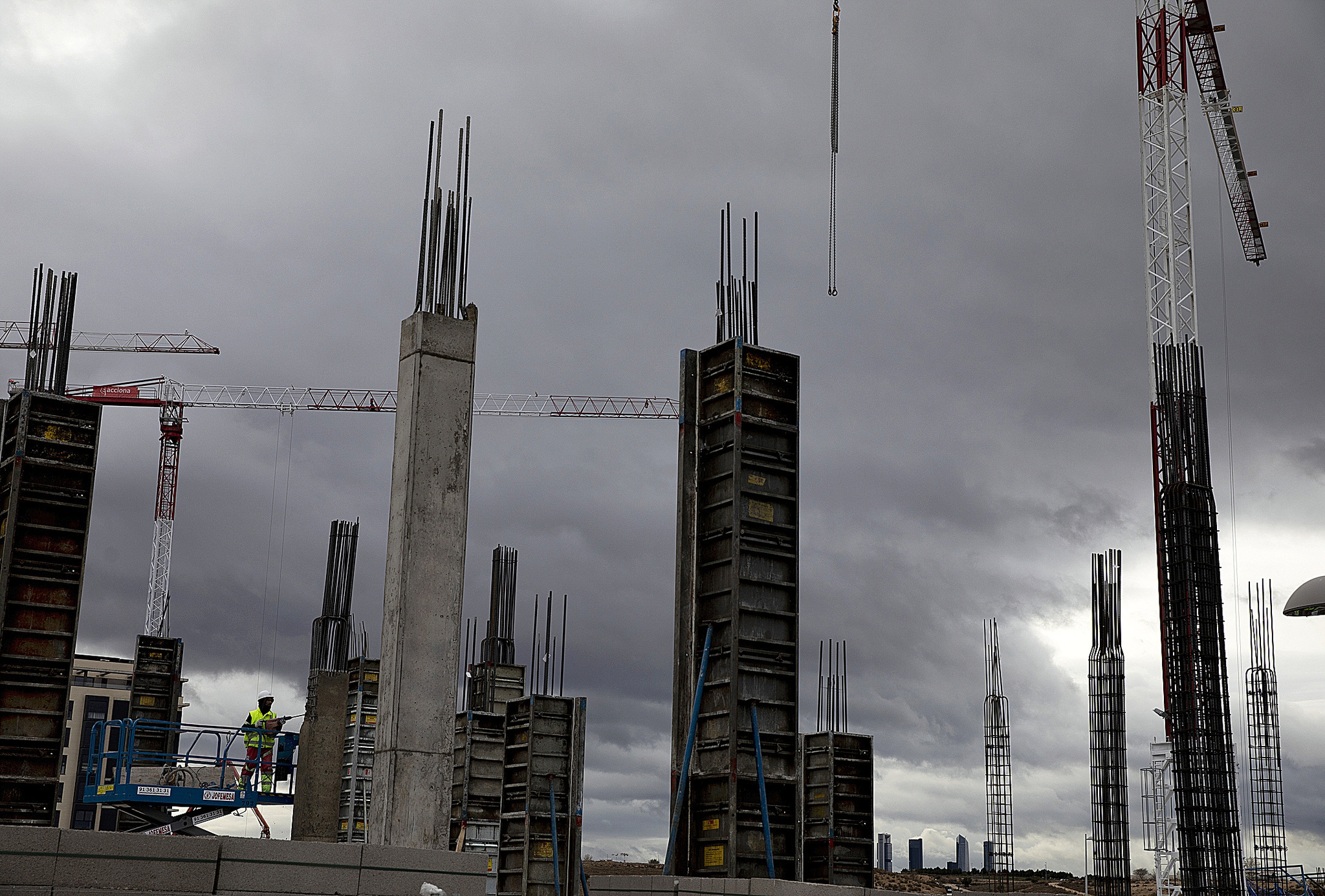 Obras de construcción en Valdebebas, Madrid.