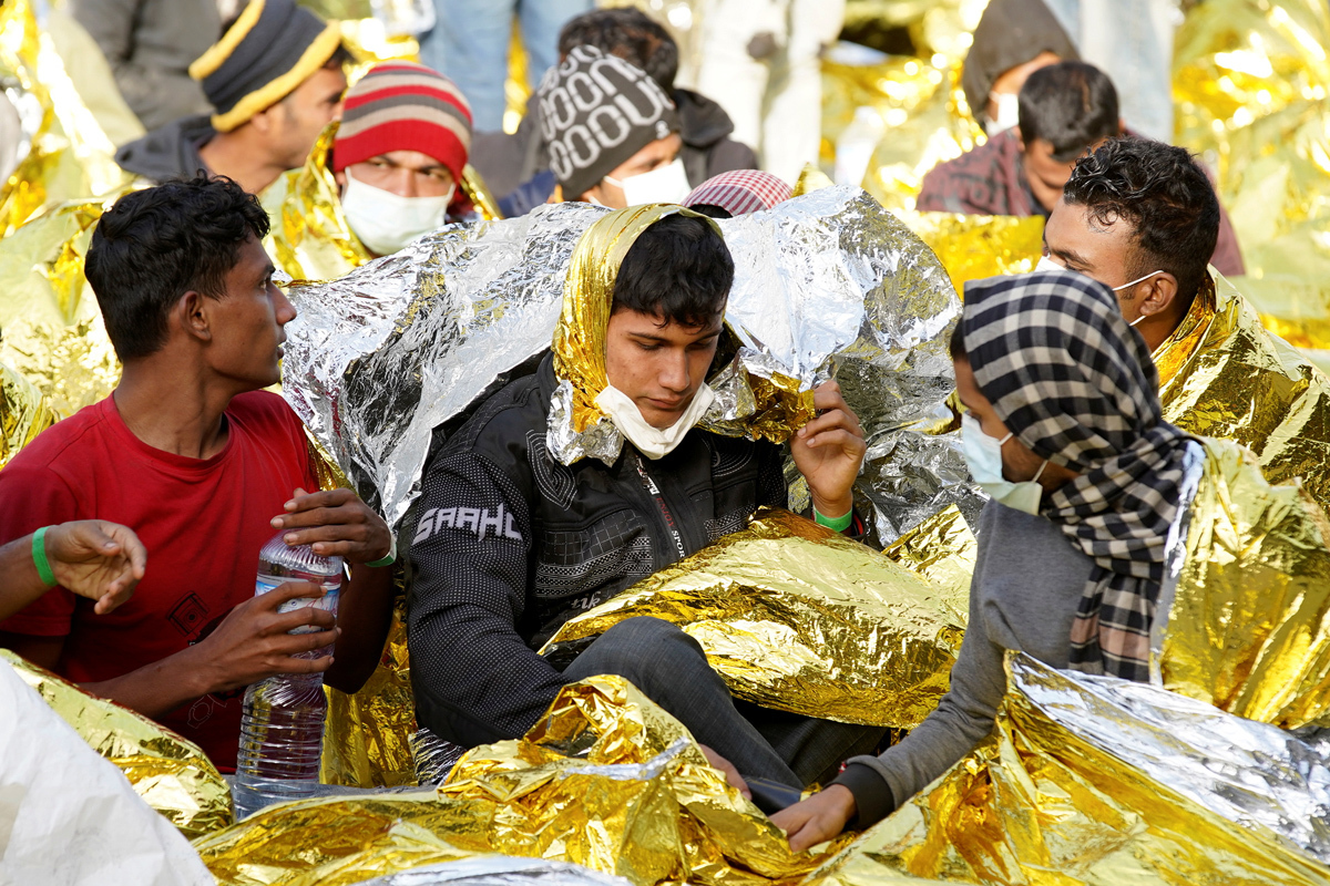 Inmigrantes recin desembarcados en Lampedusa.
