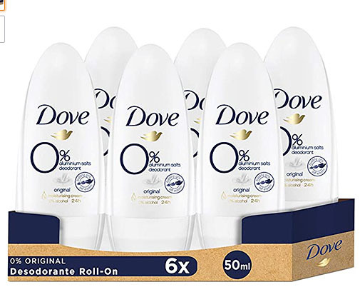 Desodorante 0% aluminio, de Dove.