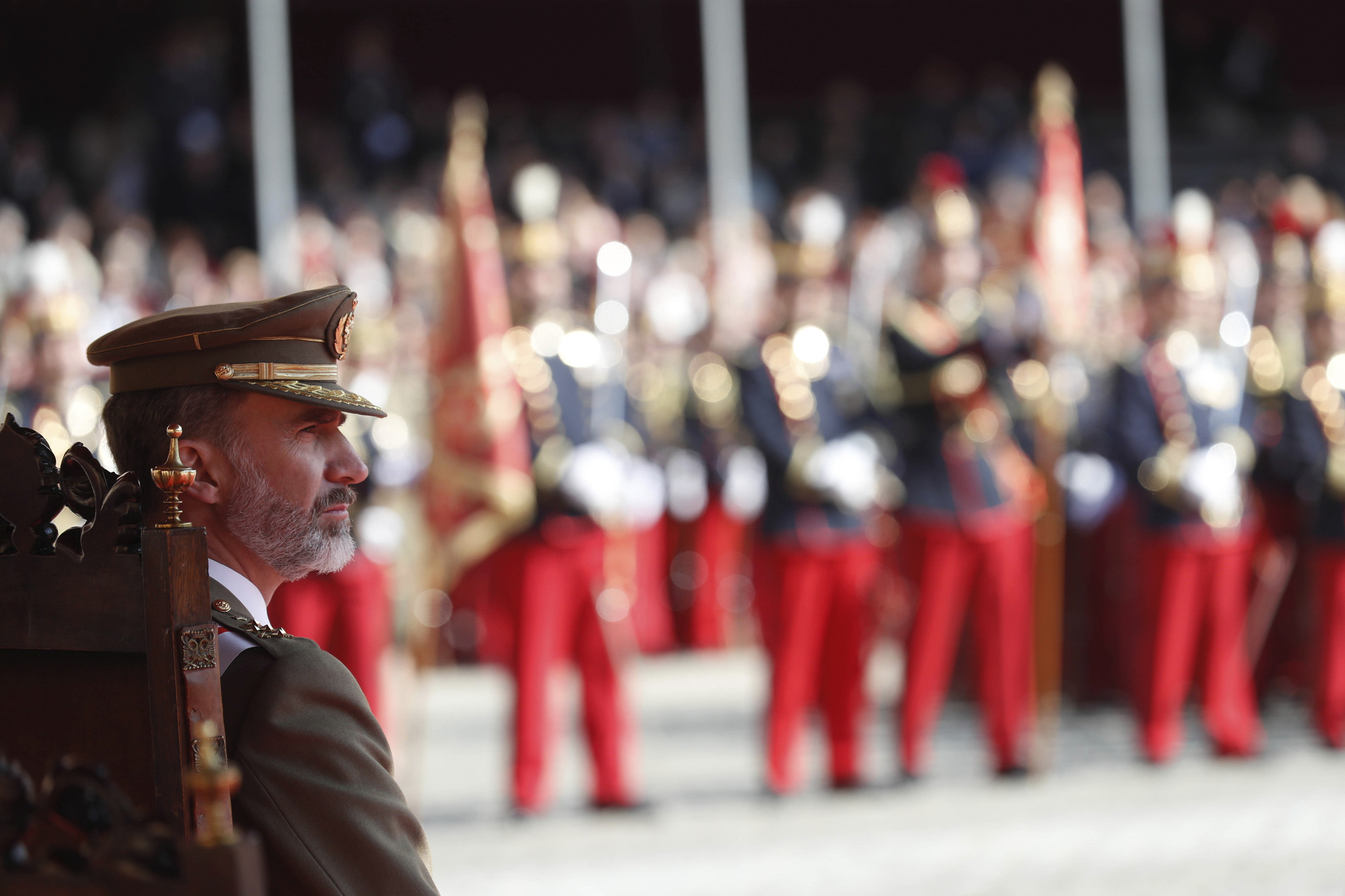 El Rey Felipe VI, en un acto en la Academia Militar de Zaragoza.