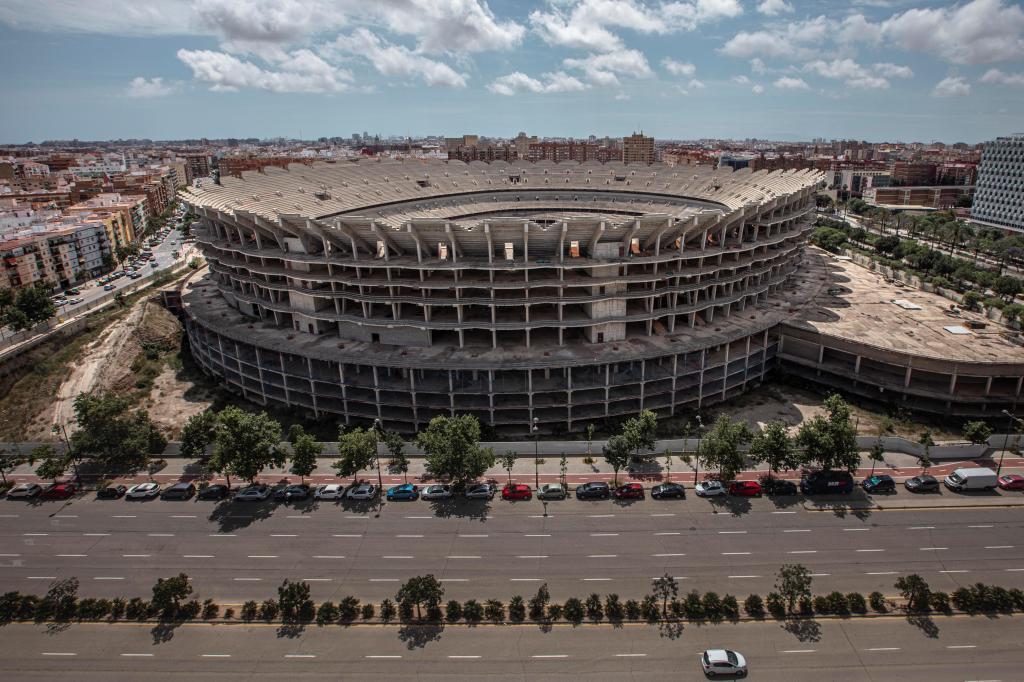 Vista aérea del nuevo estadio de Mestalla.