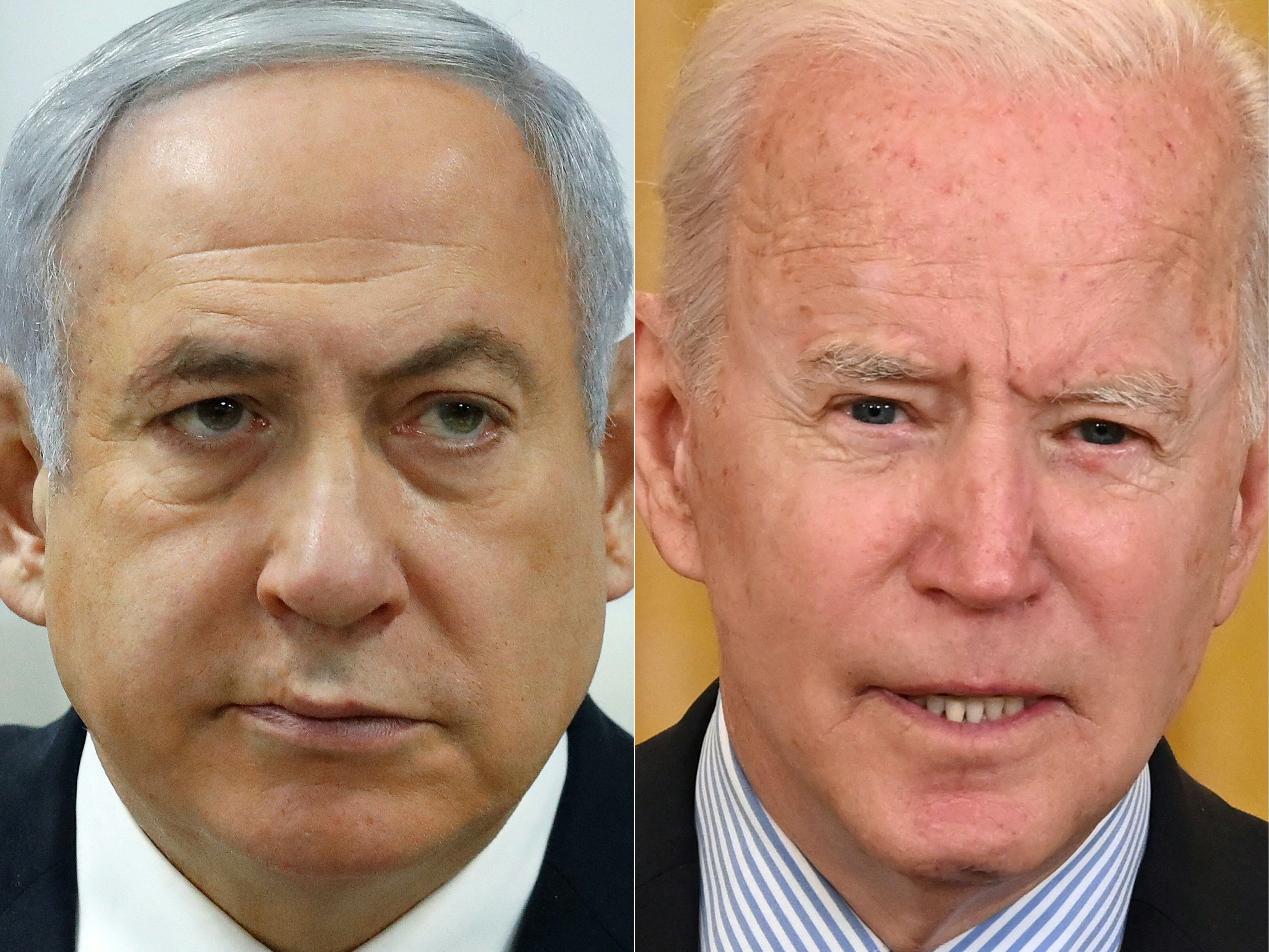 Netanyahu (izq.) y Biden.
