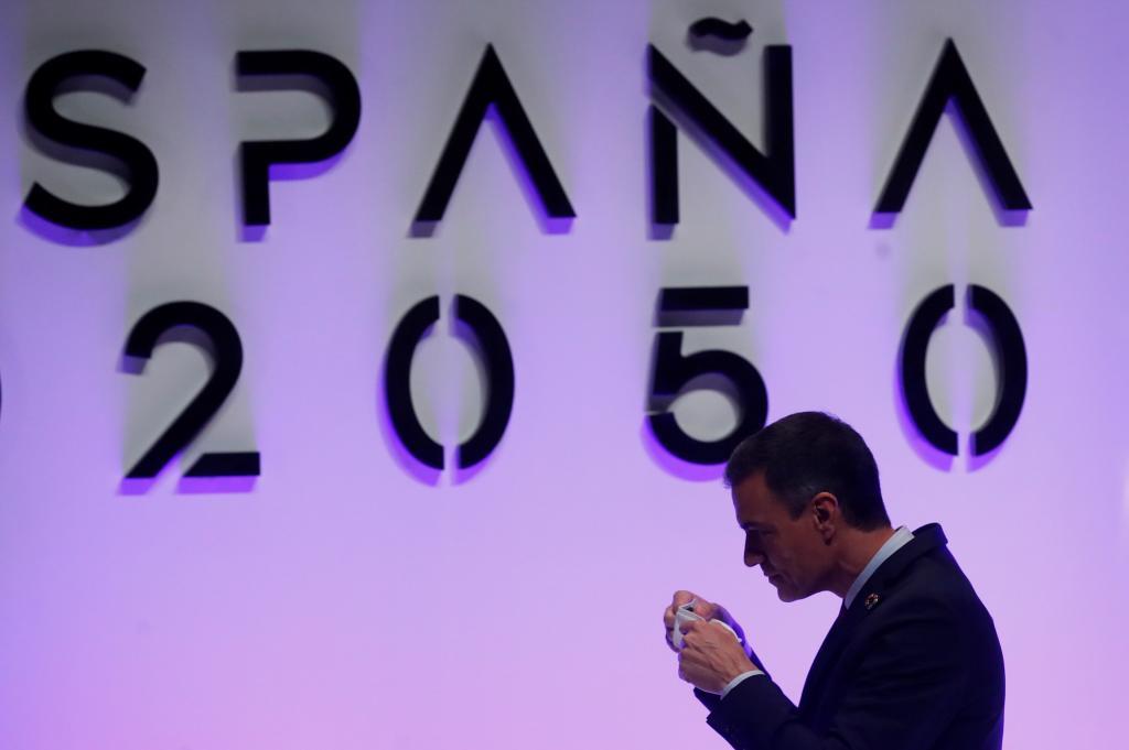 El presidente del Gobierno, Pedro Sánchez, durante la presentación del proyecto España 2050 en Madrid