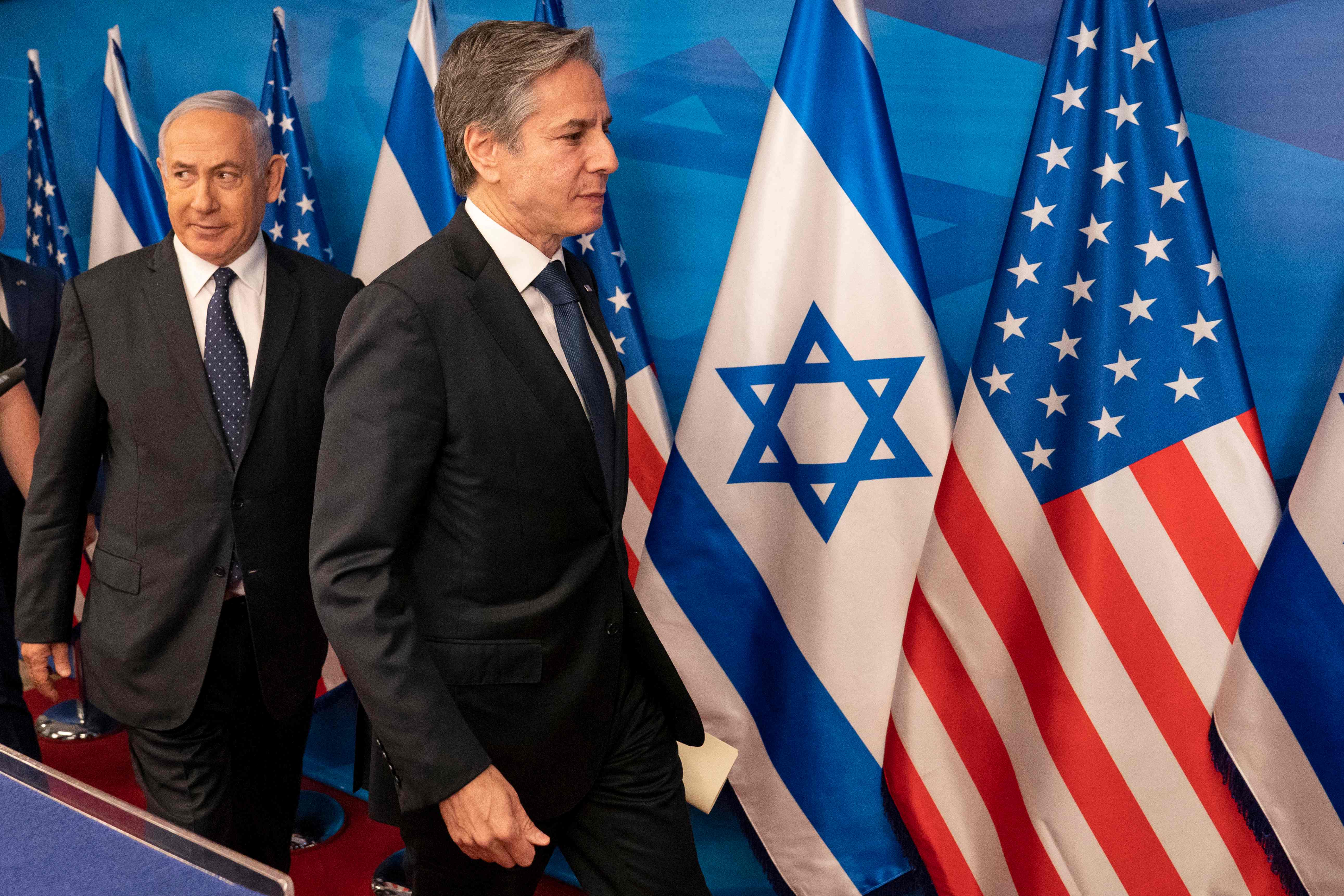 Benjamin Netanyahu y Antony Blinken este martes, en Jerusaln.