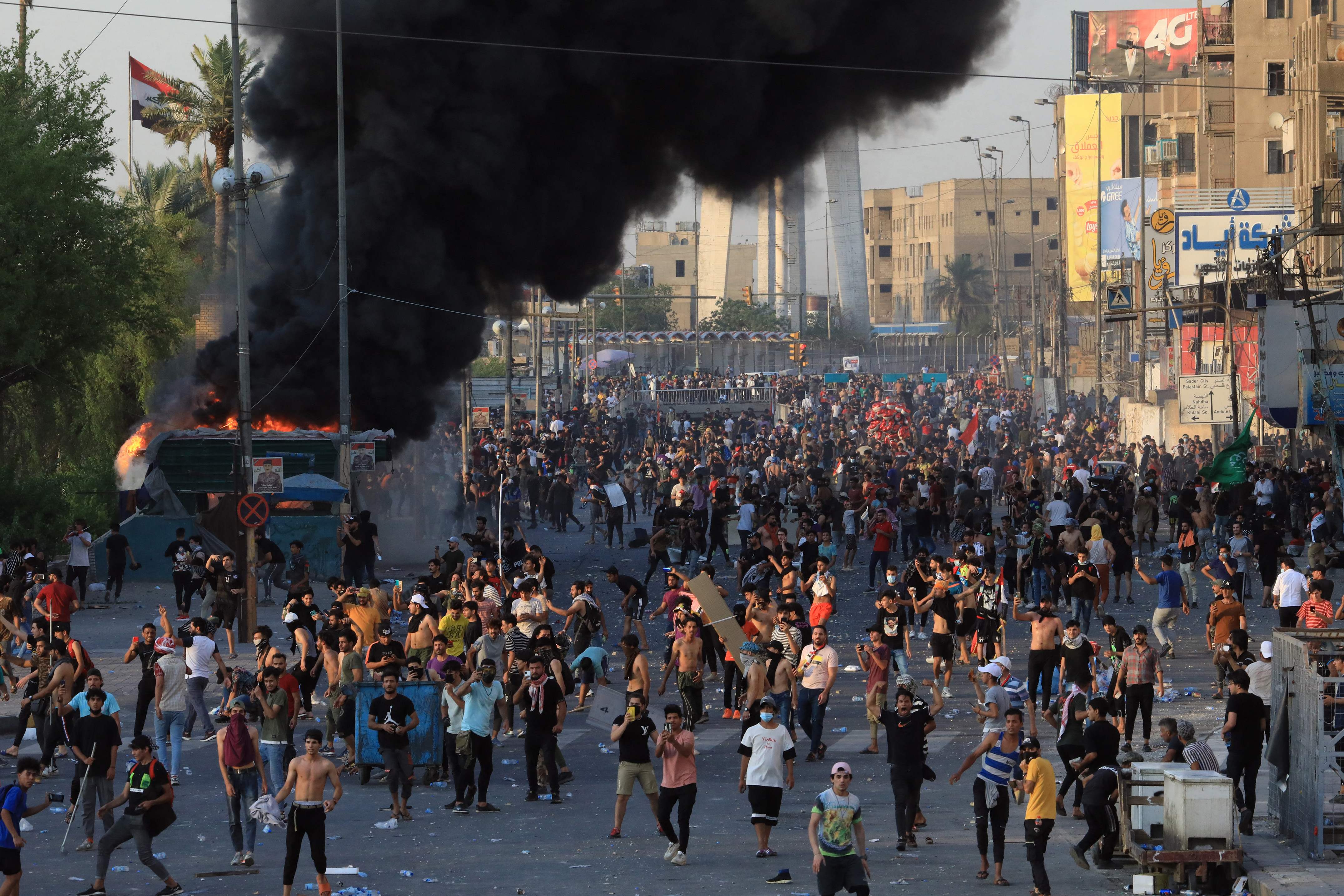 Disturbios en Bagdad, este martes.