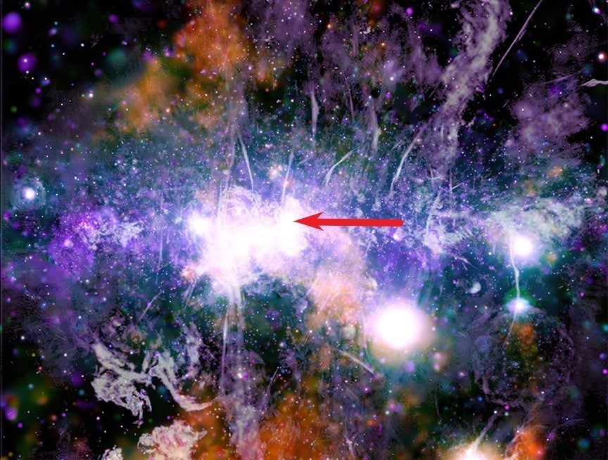 Filamentos en el centro galáctico. La fecha marca la posición de SgrA*