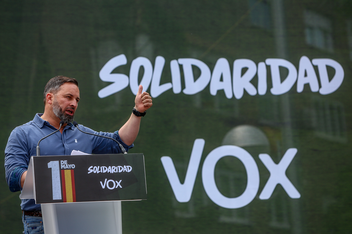 Santiago Abascal, durante el acto del 1 de Mayo de Solidaridad