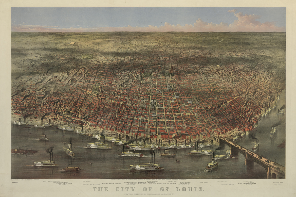 Imagen de la ciudad de San Luis y la ribera del Mississippi (1874).