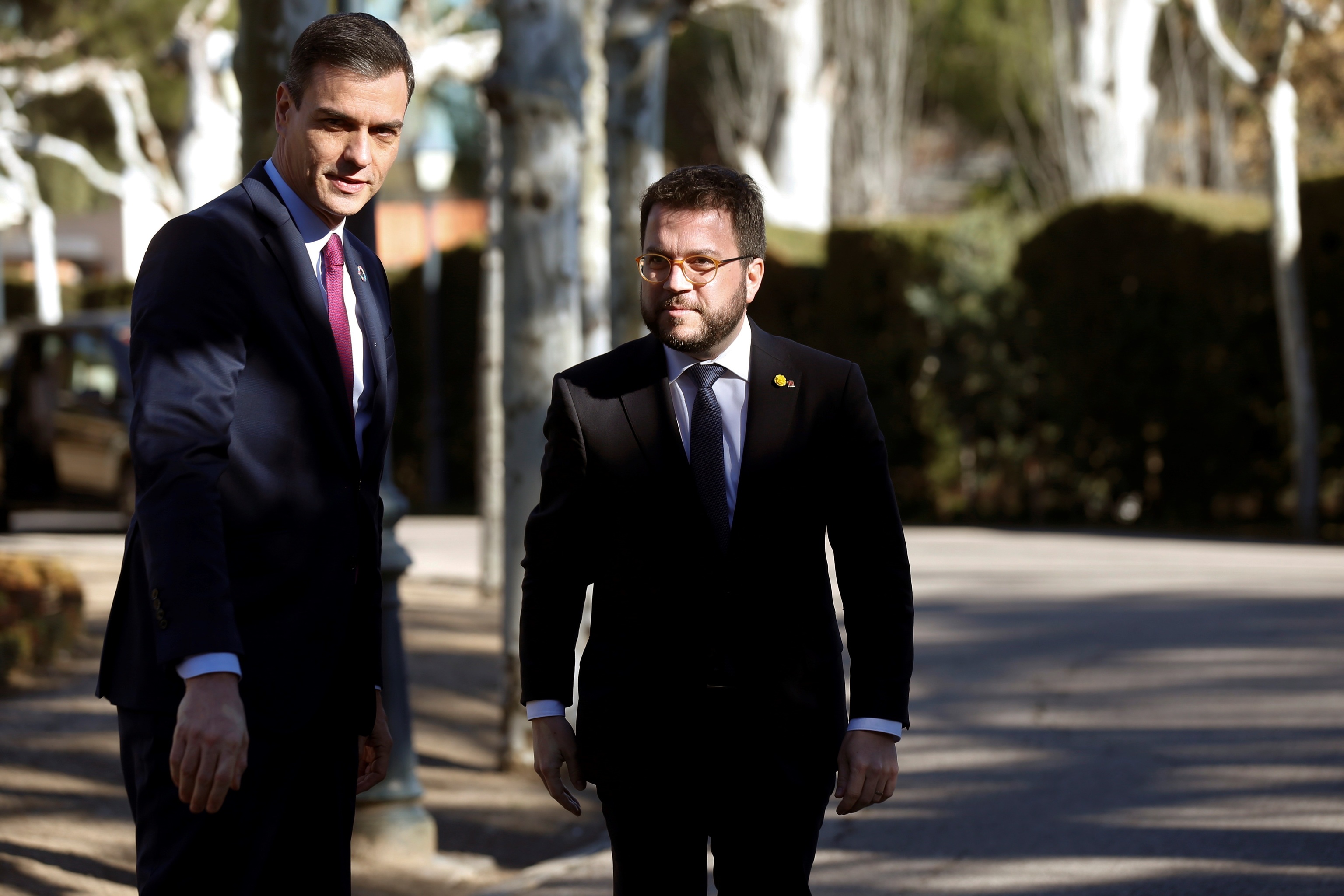 Pedro Sánchez y Pere Aragonès, en Moncloa en febrero de 2020.