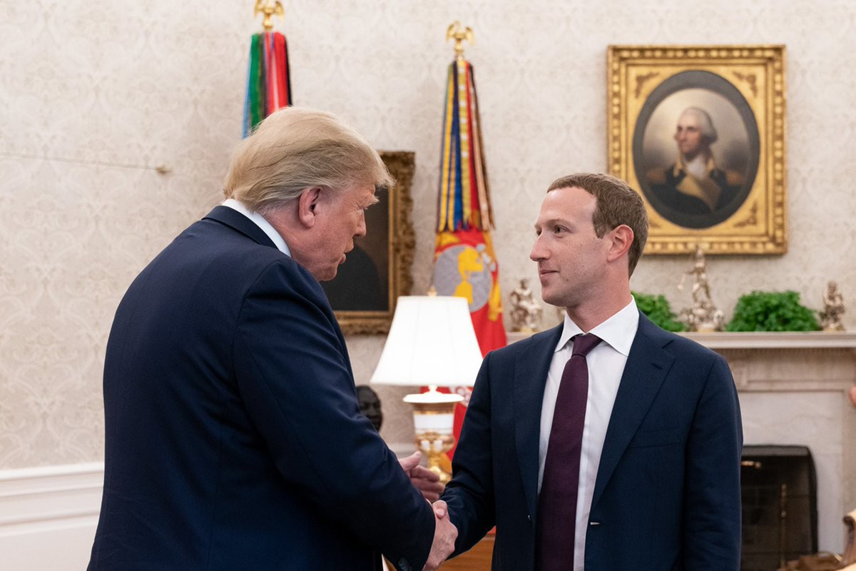 Reunin de Donald Trump y Mark Zuckerberg en el Despacho Oval en 2019.
