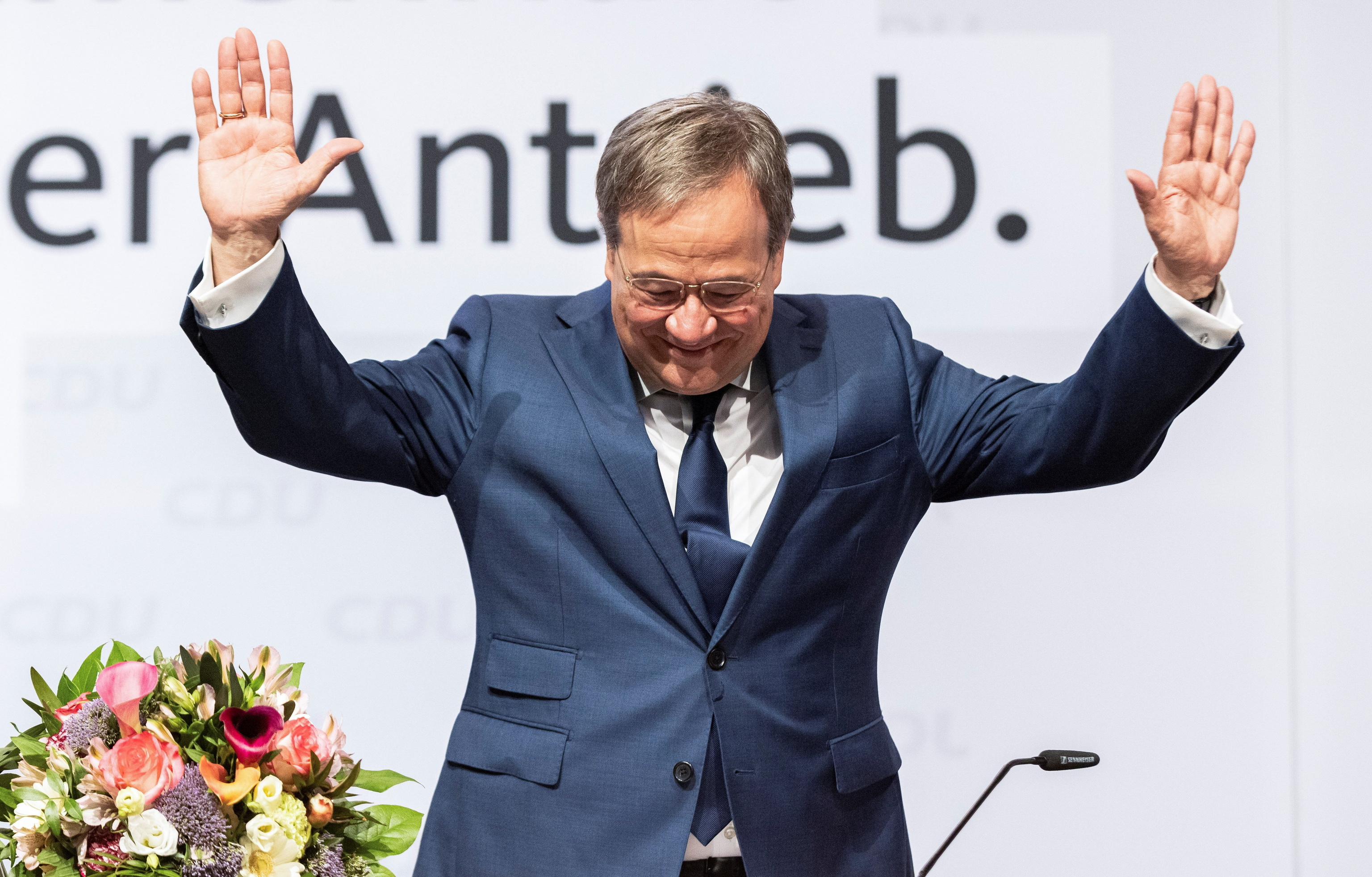 Armin Laschet, lder de la CDU, celebra la victoria de este domingo.