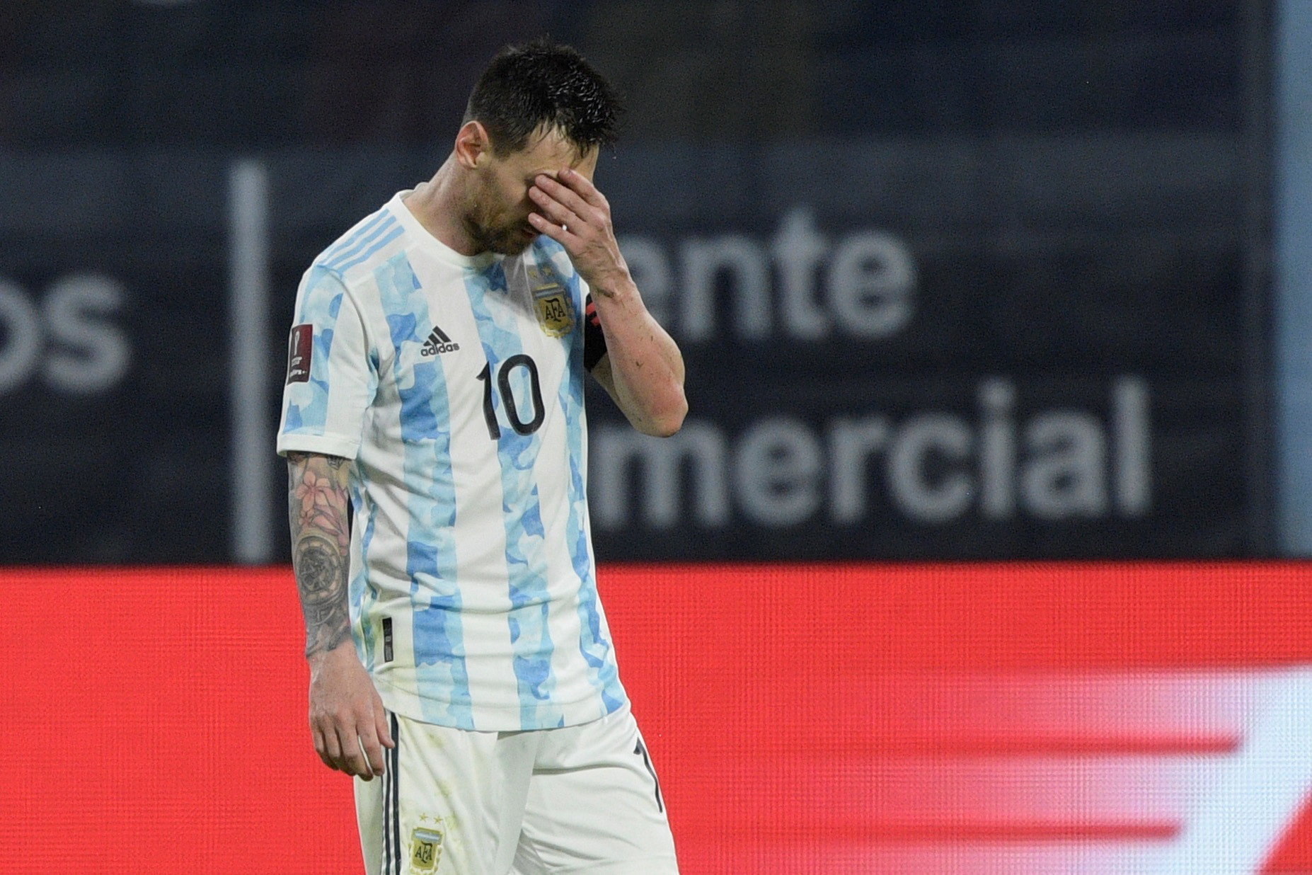 Lionel Messi durante un partido con la selección argentina.