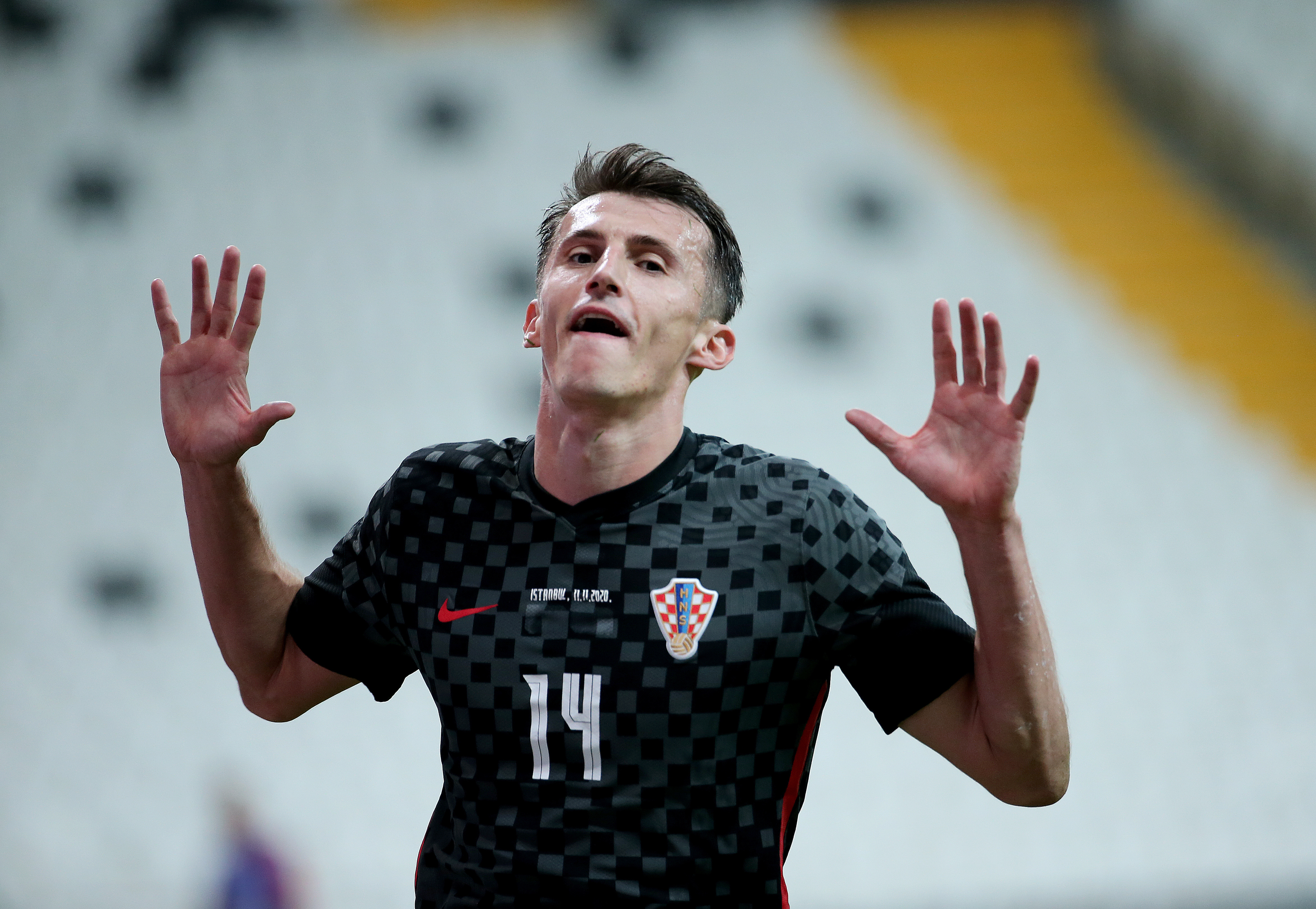 Budimir celebra su primer gol con Croacia, en noviembre, ante Turqua.
