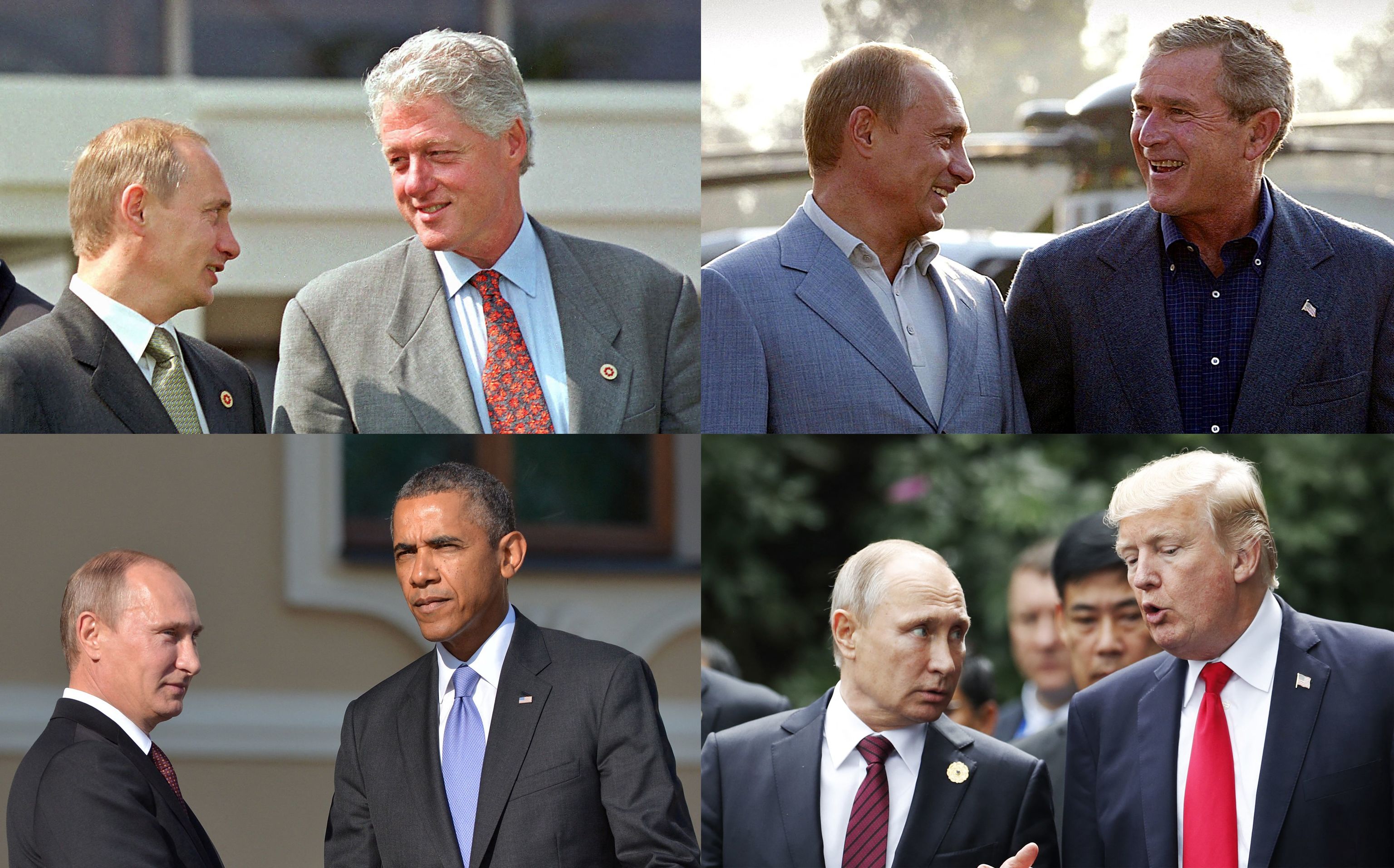 Putin con Bill Clinton, George W. Bush, Barack Obama y Donald Trump.