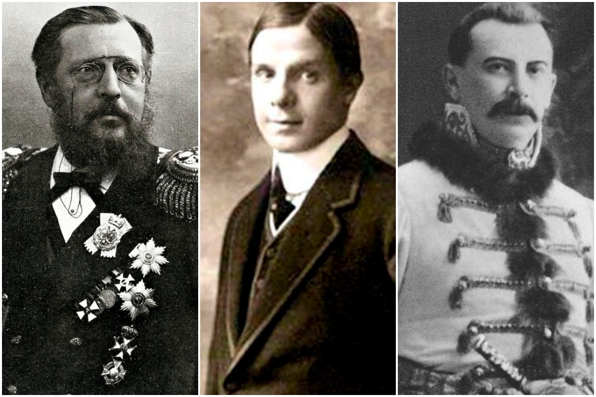 De izquierda a derecha: el duque Constantino de Rusia, el infante Luis de Orleans y prncipe Flix Yuspov de Rusia. y