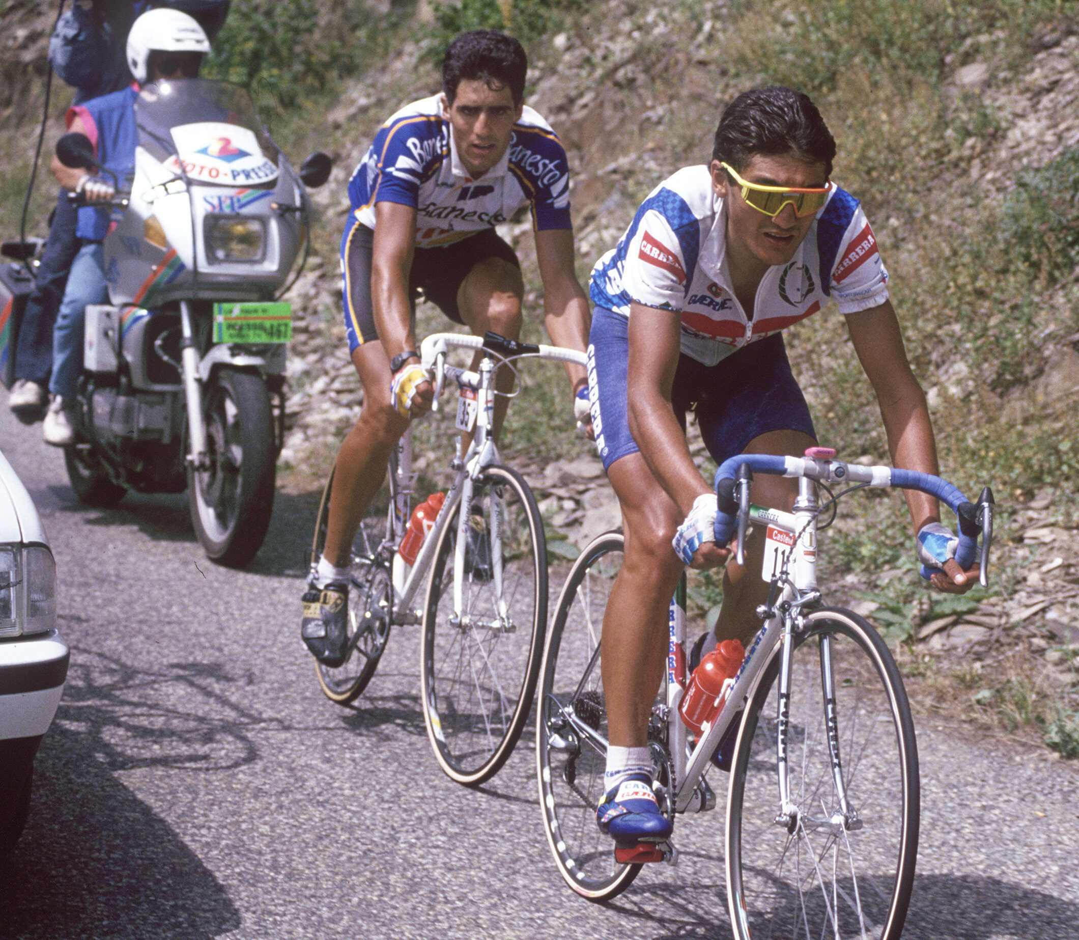 Indurain y Chiappucci, en la fuga del Tourmalet de 1991.