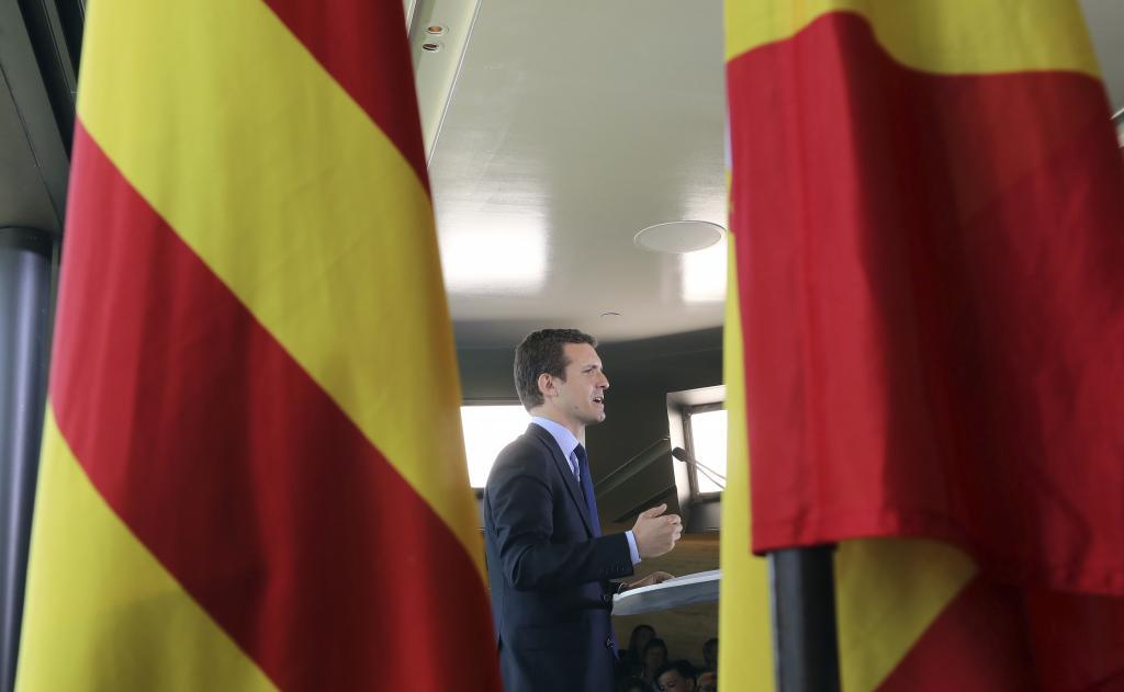 Pablo Casado, en un acto electoral del PP en Barcelona en abril de 2019.