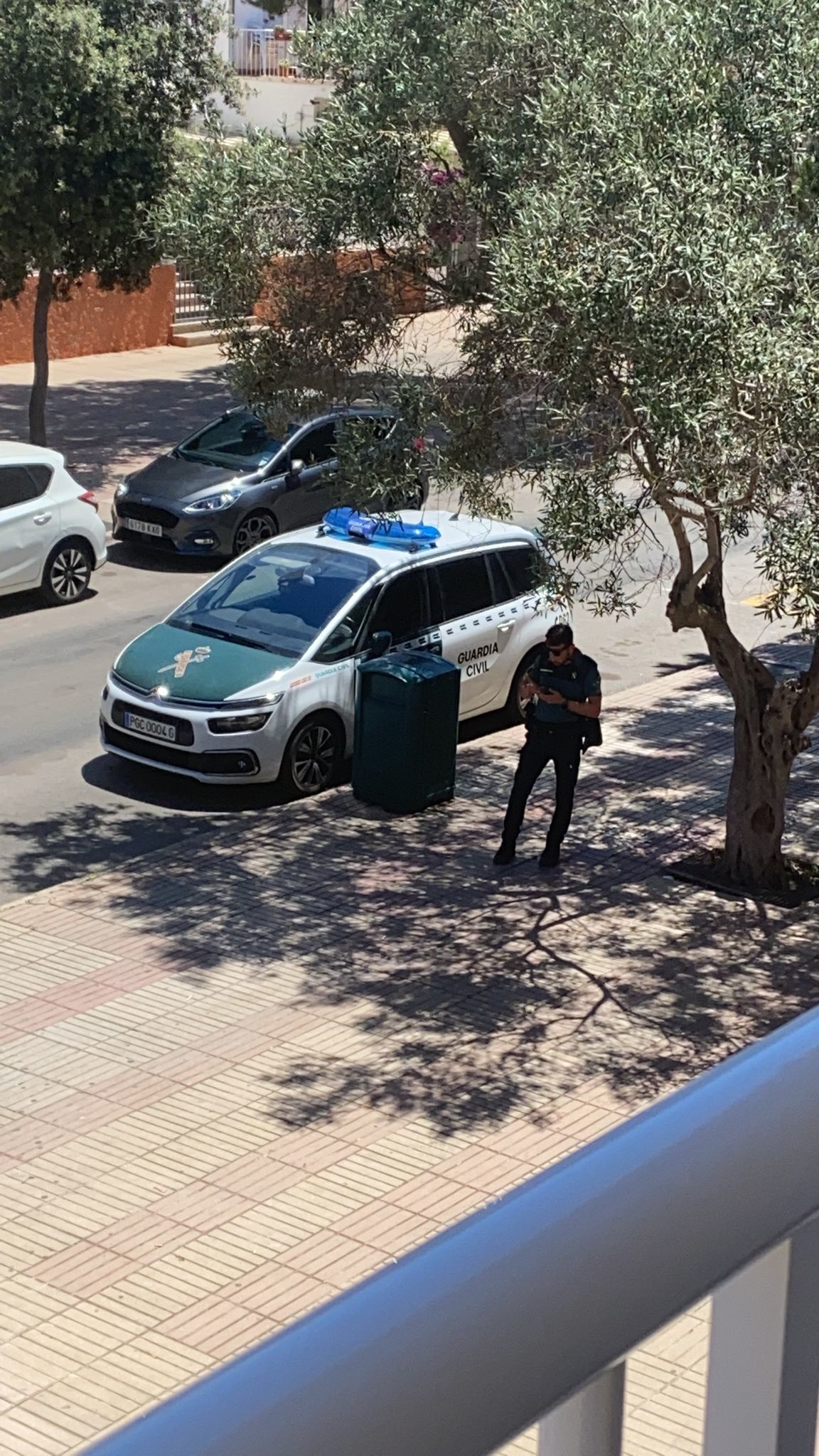 Un guardia civil, en la entrada del hotel Cassandra.