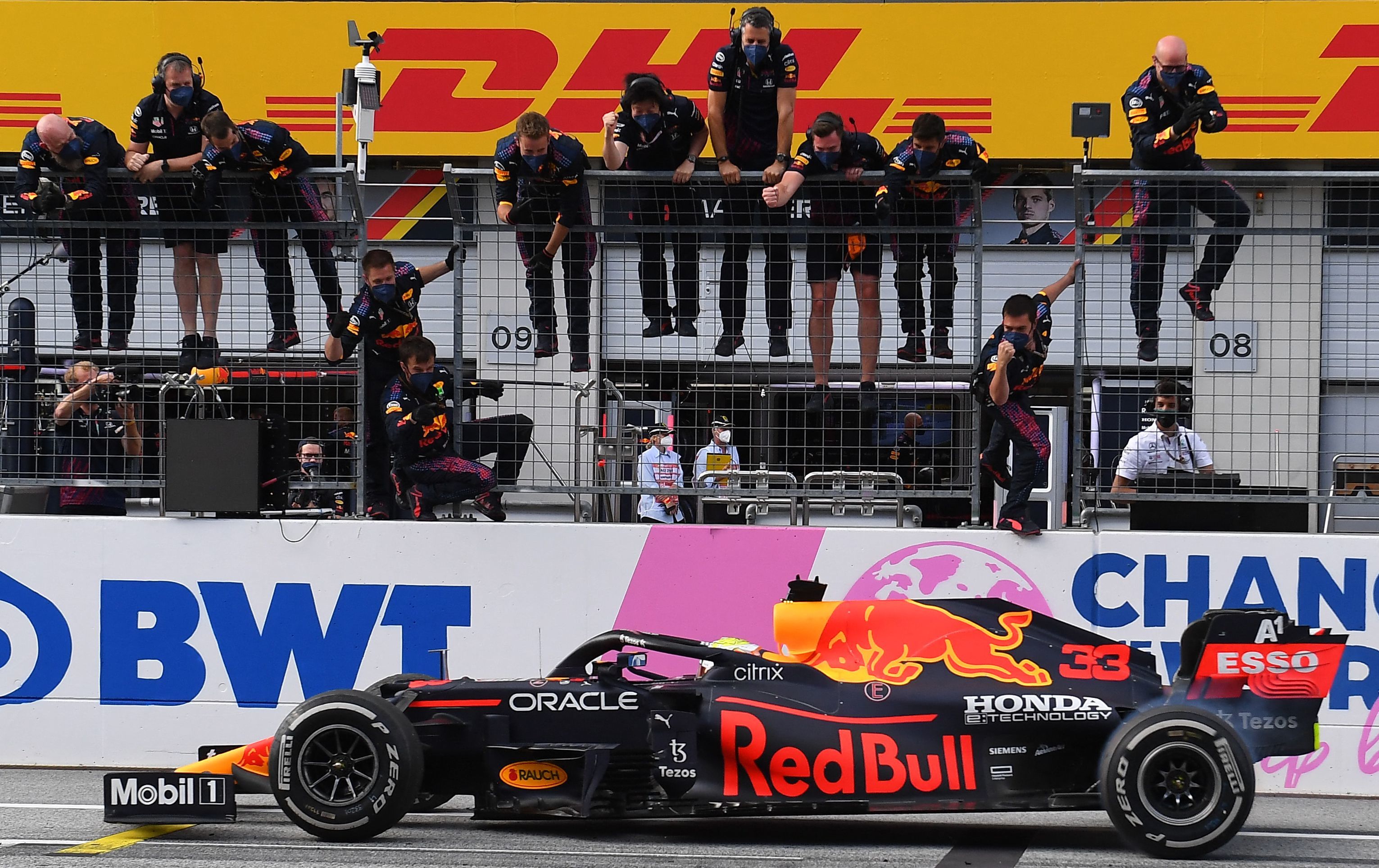 Red Bull celebra la victoria, este domingo.