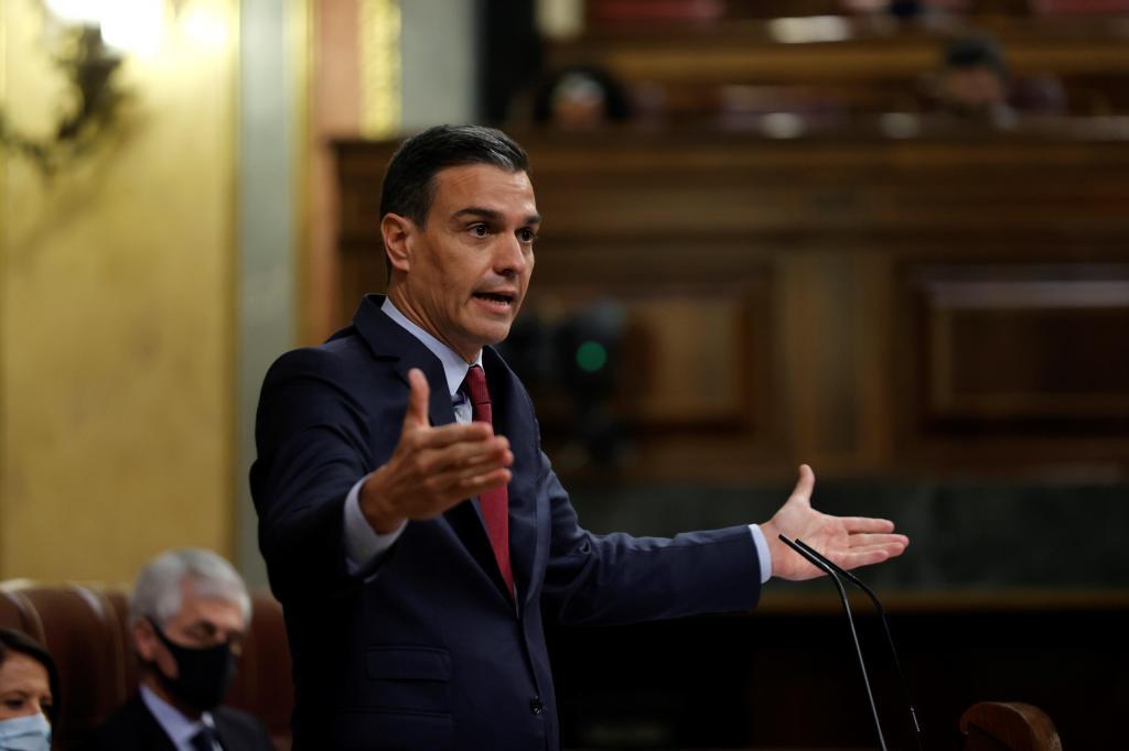 Pedro Sánchez, ayer, en el Congreso.