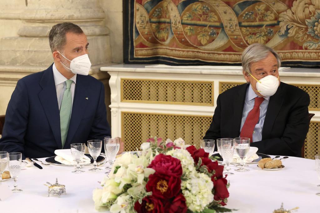 Felipe VI, en un almuerzo ofrecido en el Palacio Real al secretario general de la ONU, Antnio Guterres.