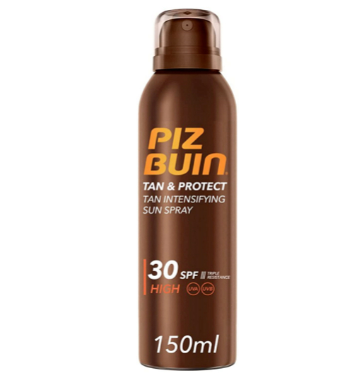 Acelerador del bronceado: Spray solar Tan & Protect con spf 30 de Piz Buin.