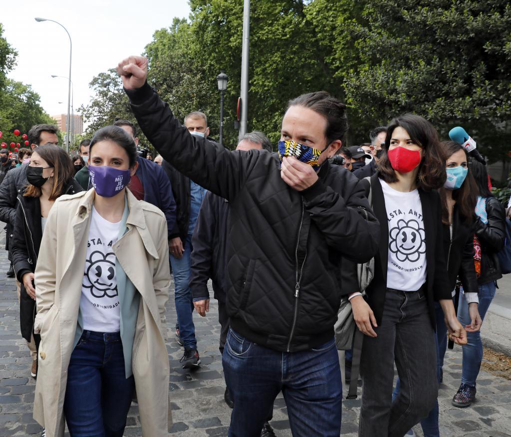 Pablo Iglesias e Irene Montero, en la manifestaci
