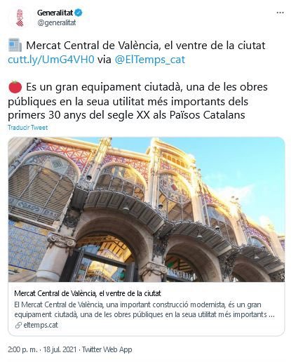 Imagen del polmico tuit de la Generalitat borrado.