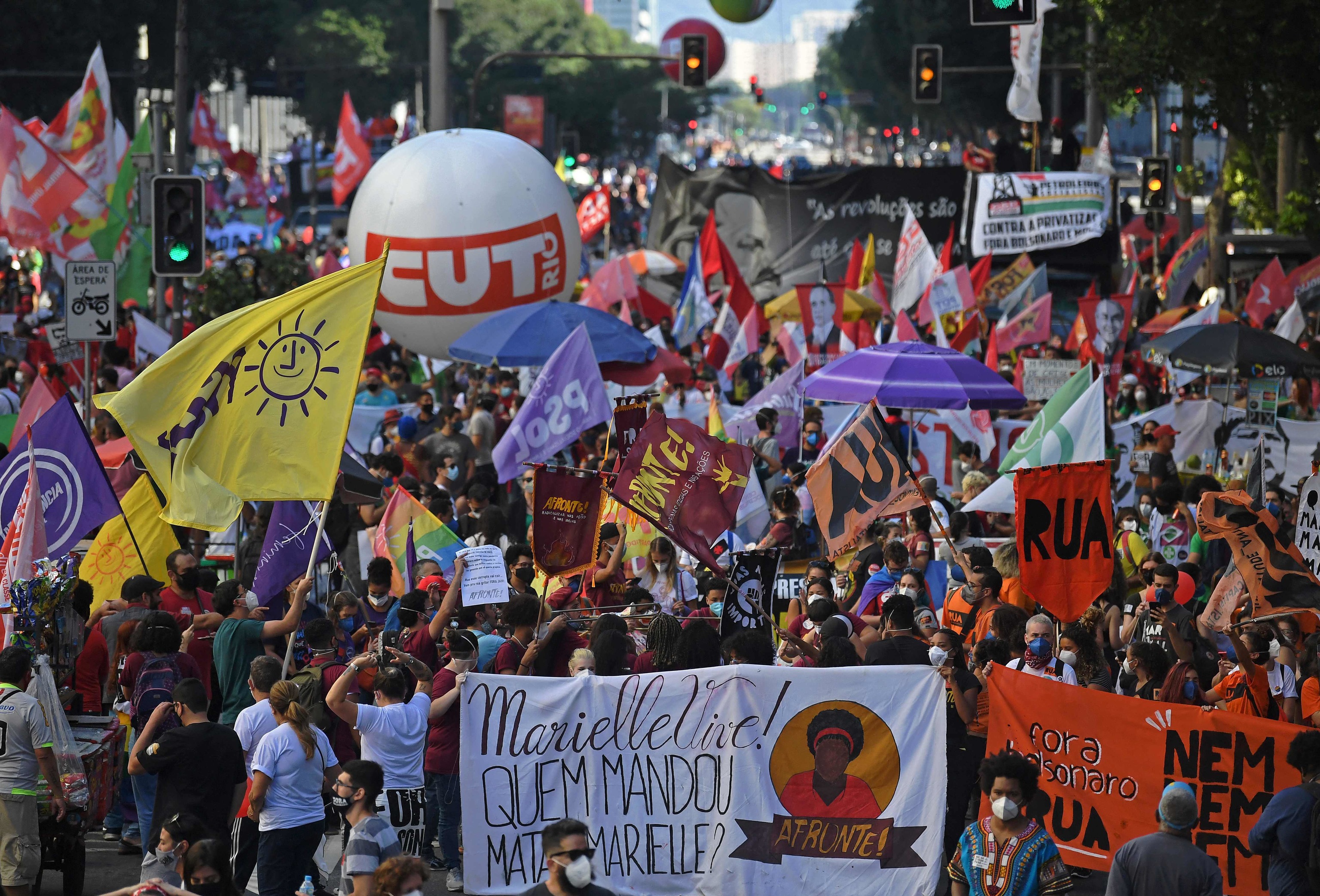 Imagen de las calles de Río de Janeiro durante la protesta.