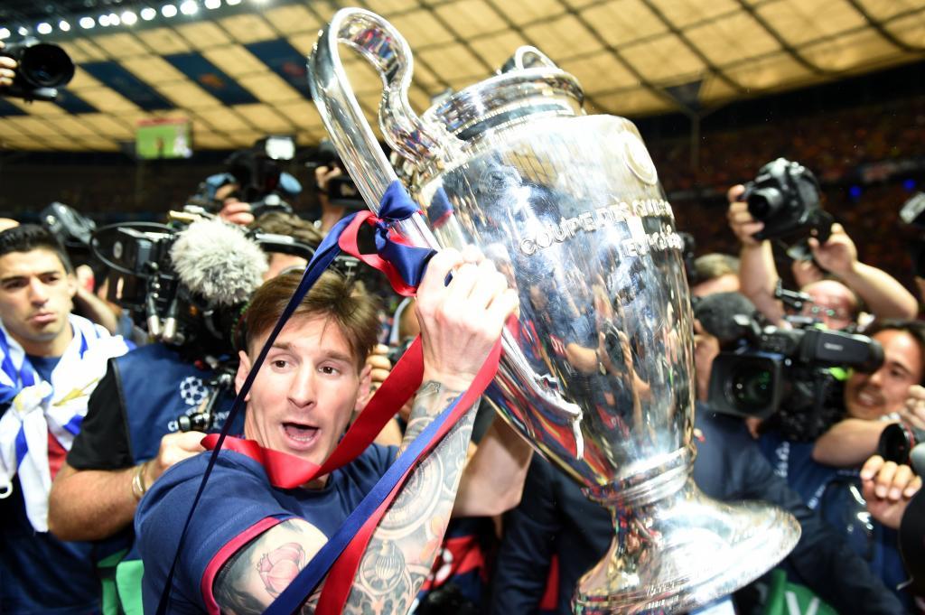 Messi, con su ltima Copa de Europa, en 2015.