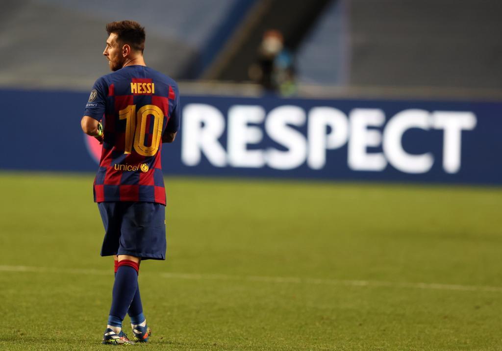 Leo Messi durante un partido de Champions con el Bara.