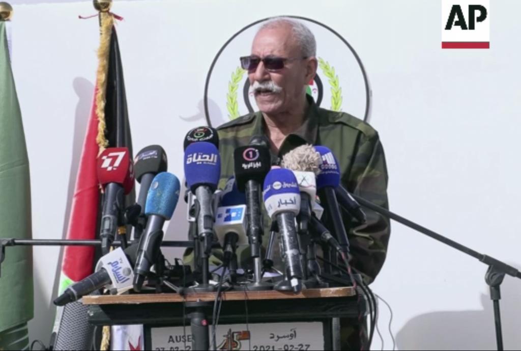 Brahim Ghali, líder del Frente Polisario, durante un discurso en Tinduf (Argelia).