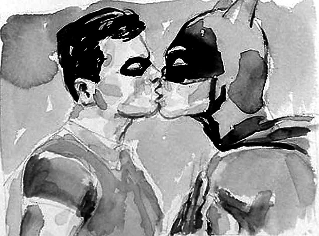 Cuadro expuesto por una Galera de Arte de Nueva York que representa un 'affaire' homosexual entre Batman y Robin.