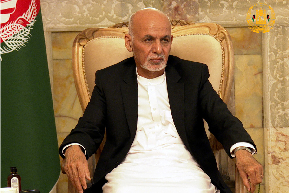 El presidente de Afganistán, Ashraf Ghani, durante una reunión de seguridad en Kabul.