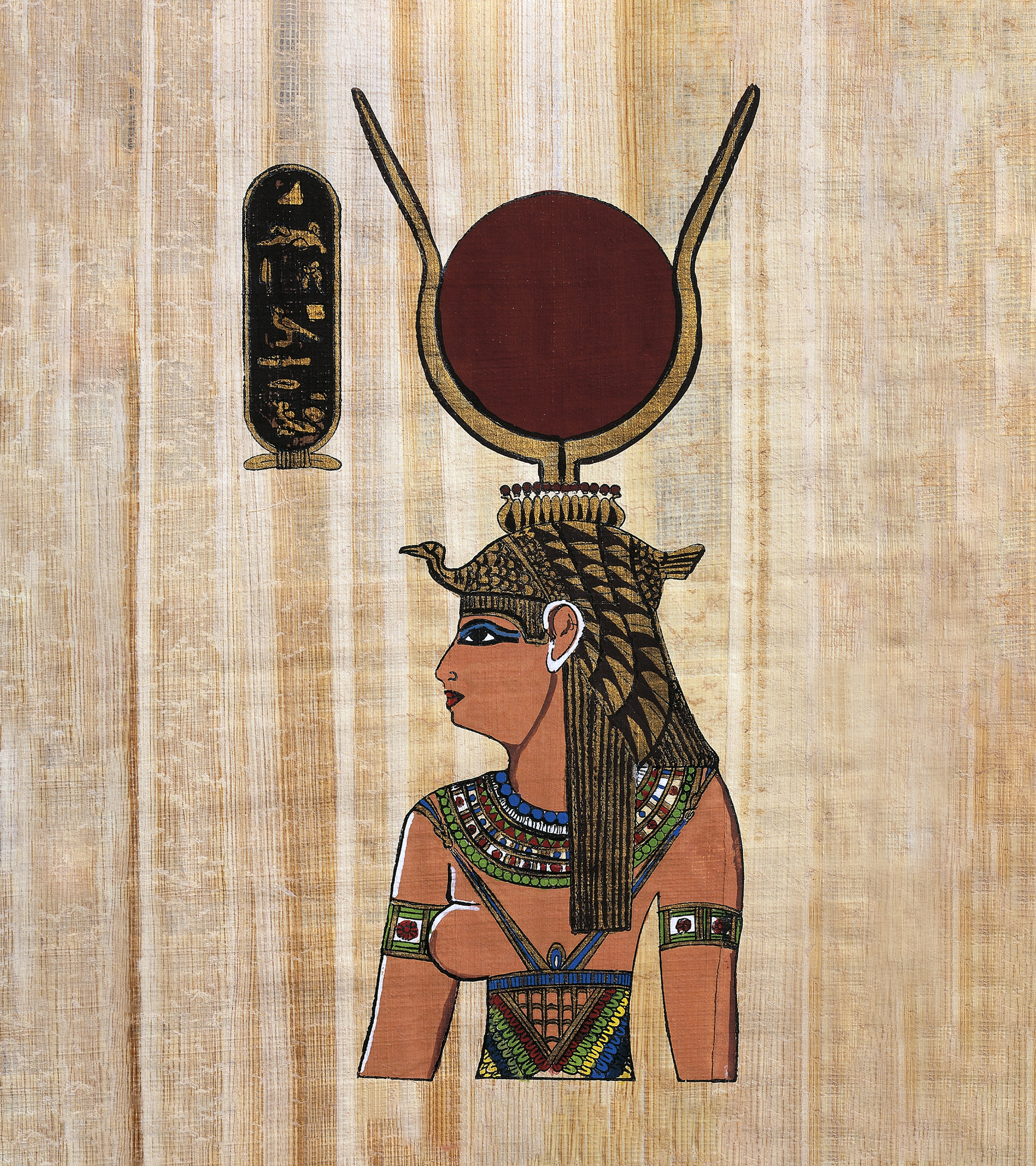 Cleopatra, en un papiro.