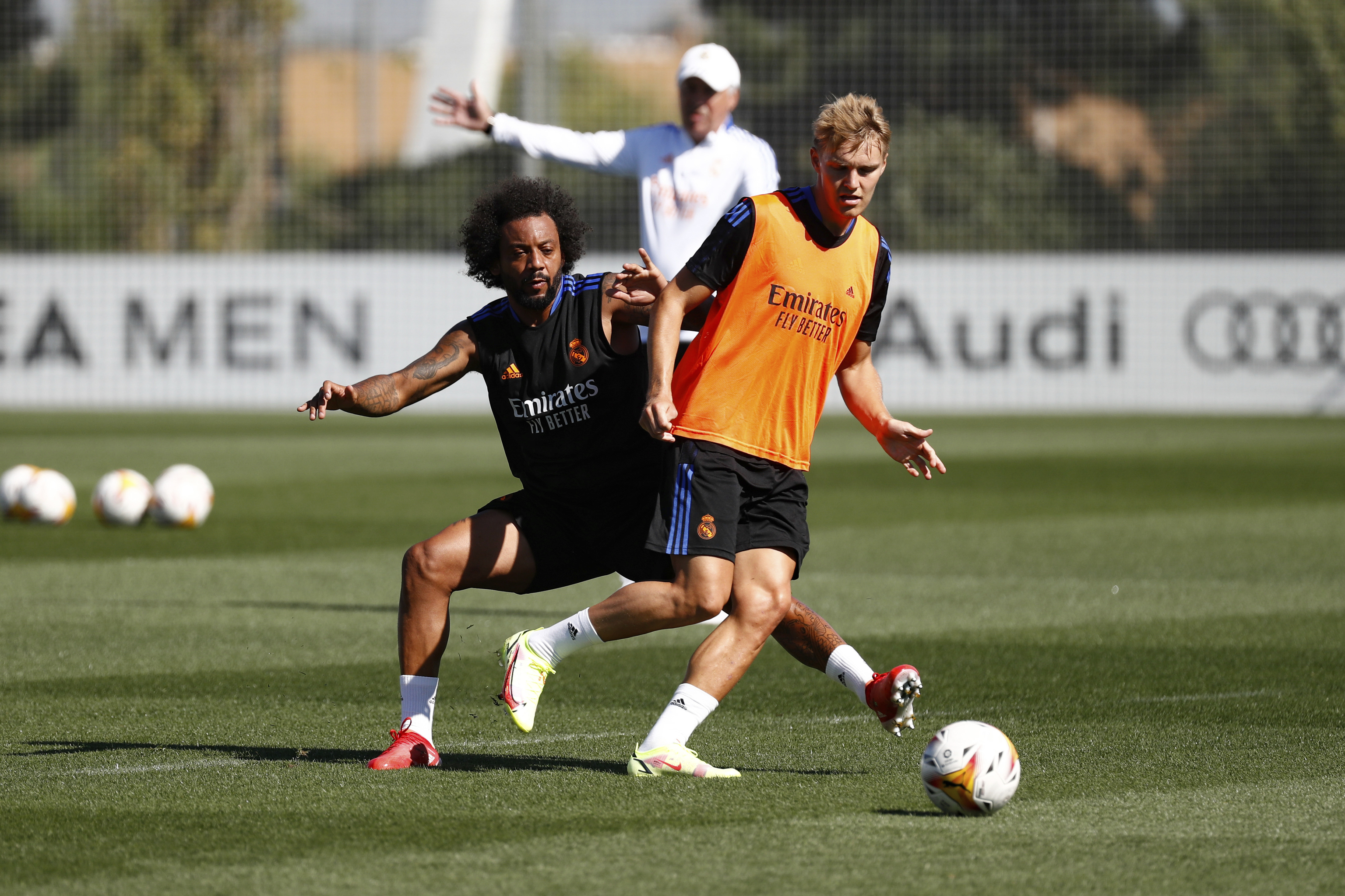 Odegaard, durante un entrenamiento del Madrid.
