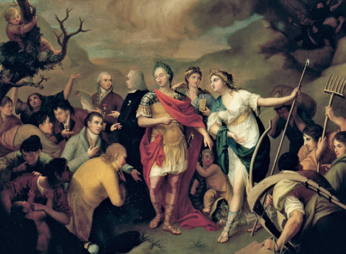 'Carlos III entregando las tierras a los colonos de Sierra Morena' por Jos Alonso del Rivero.